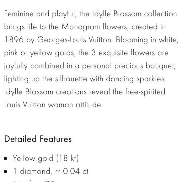 LV IDYLLE BLOSSOM EAR STUD, YELLOW GOLD AND DIAMOND - PER UNIT - Picture 6 of 7